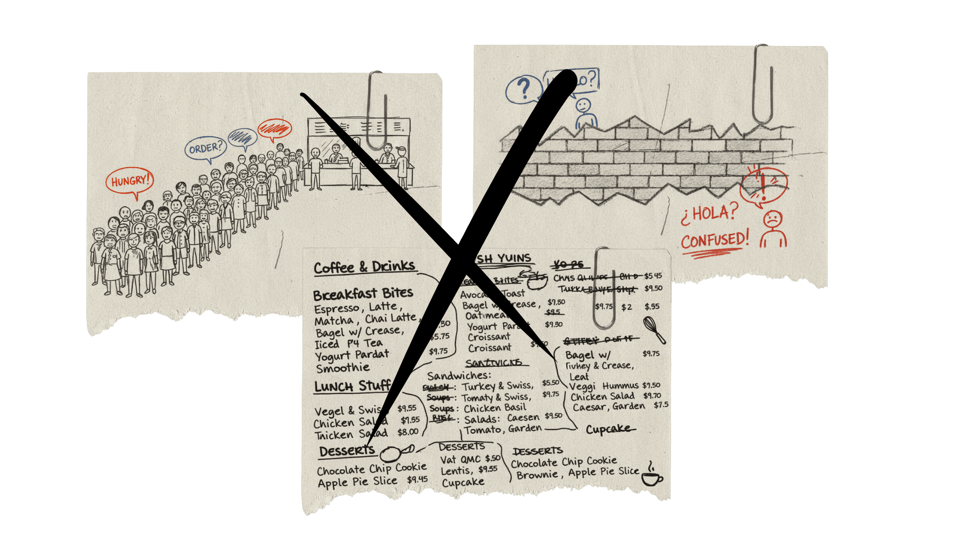 Traditional ordering problems - long queues, confusing menus, and language barriers