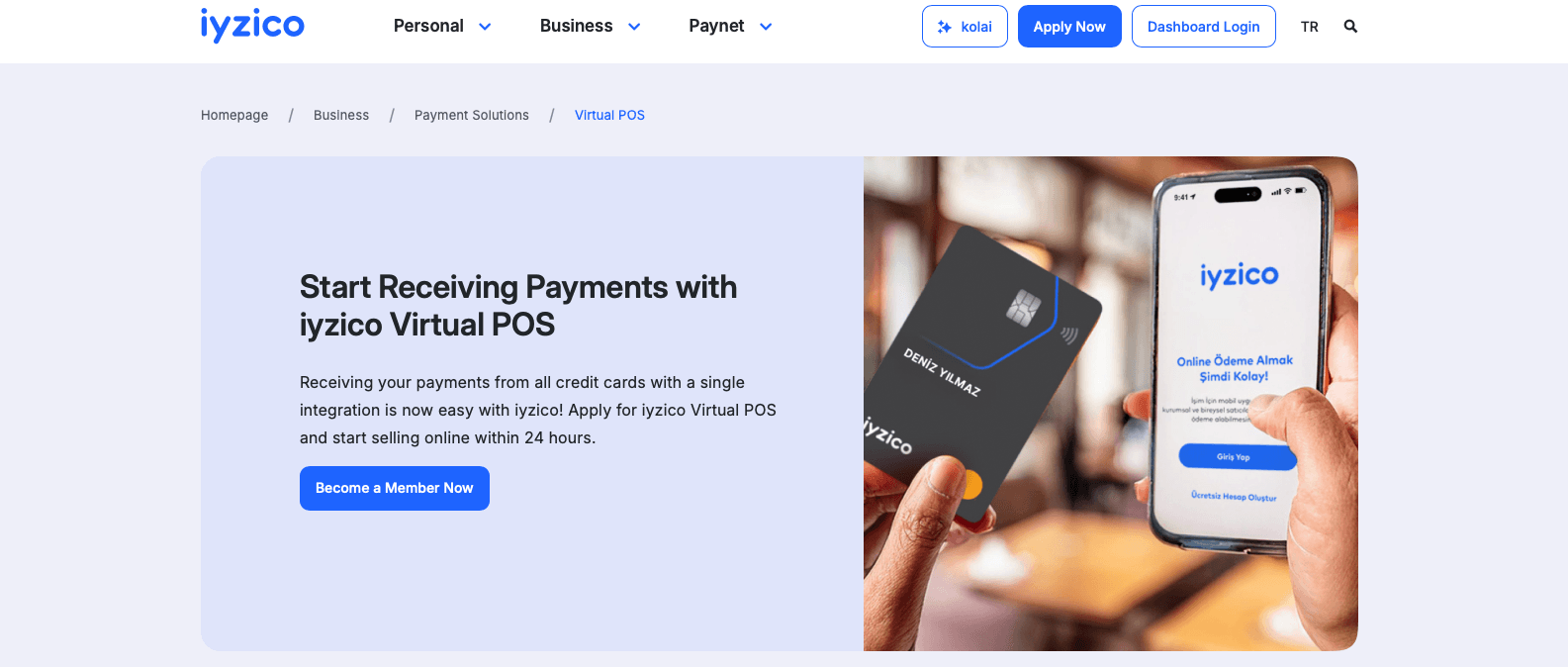Restaurants apply for iyzico Virtual POS before accepting live payments.
