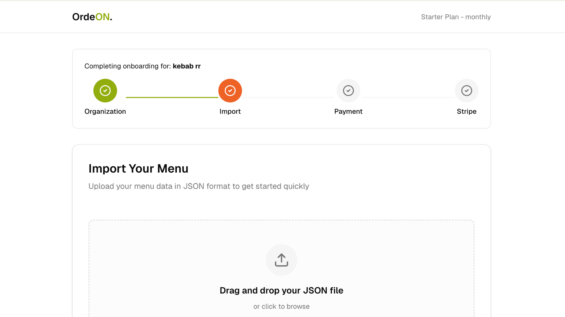 OrdeON Restaurant Onboarding Demo